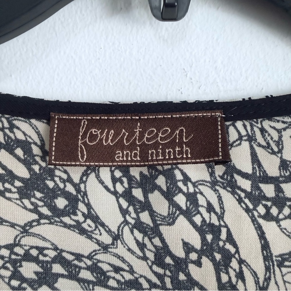 Fourteen and Ninth Boho Geometric Print Shift Dress Small Black White Mod Retro - Picture 5 of 7